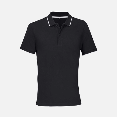 
                                                Unisex black and white Palermo polo shirt.
                                                