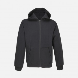 Unisex black Jelo zip-up hoodie.