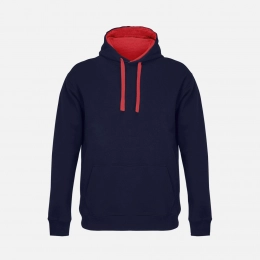 Unisex Cameron dark blue hoodie with red.