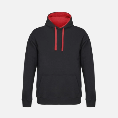 
                                            Unisex Cameron hoodie, black with red.
                                            