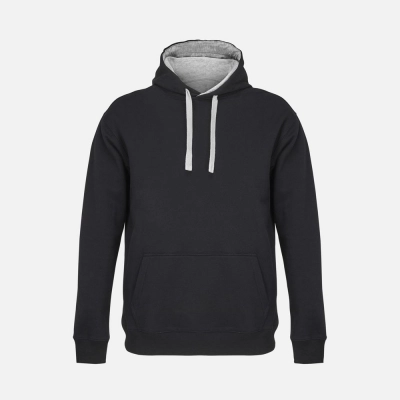 
                                            Unisex Cameron hoodie, black with grey melange.
                                            