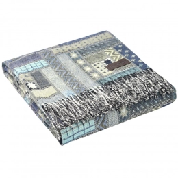 Baltimora blanket, blue with gray.