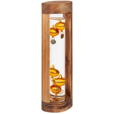 
                                                Galileo thermometer in a wooden case, unpainted
                                                