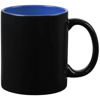 
                                            On Display, matte black chameleon mug with light blue.
                                            