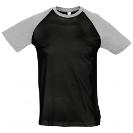 Men's two-tone Funky 150 T-shirt, black with grey melange