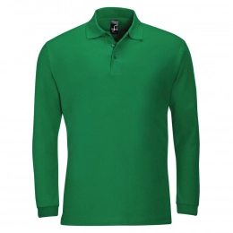 Men's long-sleeved polo shirt Winter II 210 in bright green.