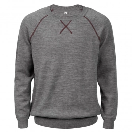 Stitch jumper with contrasting trim, grey with burgundy