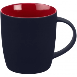 Surprise Touch mug with soft-touch coating, red with blue