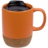 Corky Walk orange mug with a cork coaster.