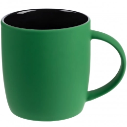 Surprise Touch Black mug with soft-touch coating, green