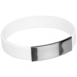 Silicone Brisky bracelet with metal nameplate, white