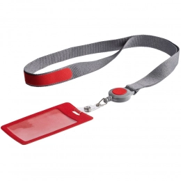 Pass case with ribbon and a Devon retractor, red