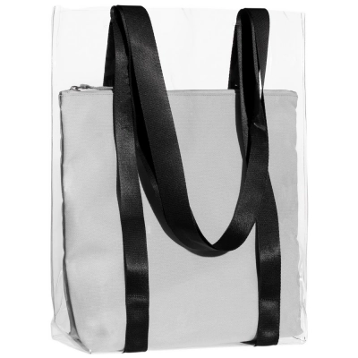 
                                                Clarity shopper with gray organizer, transparent.
                                                