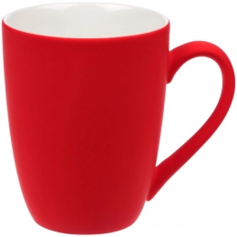 Good Morning mug with soft-touch coating, bright red