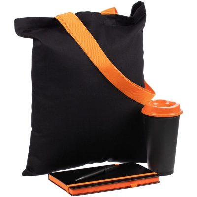 
                                            Velours Bag set, black with orange.
                                            