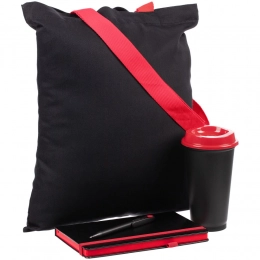 Velours Bag set, black with red