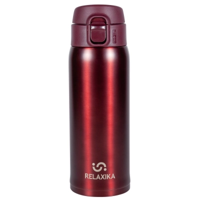 
                                                Relaxika burgundy thermos cup.
                                                