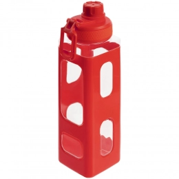 Square Fair red water bottle.