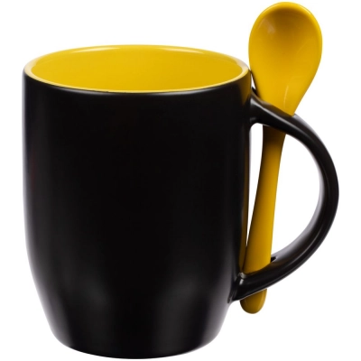 
                                            Melty Chameleon Mug with Spoon, Black with Yellow
                                            