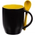 Melty Chameleon Mug with Spoon, Black with Yellow