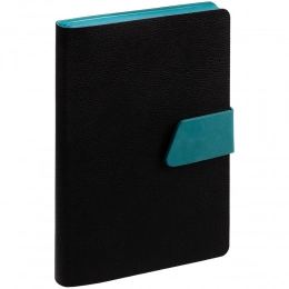 Strap undated daily planner, black-turquoise.