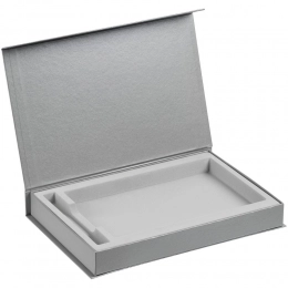 Silk box with insert for a diary and pen, ver. 2, grey.