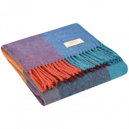 Mumbai blanket, blue with orange.