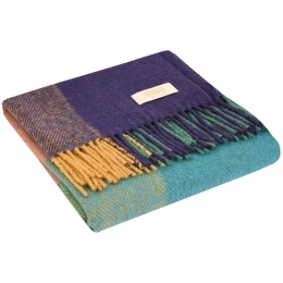 Mumbai blanket, violet with turquoise.