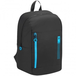 Compact Neon foldable backpack, black with blue.