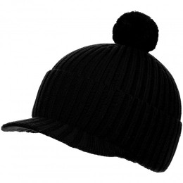 Knitted Peaky cap with a visor, black