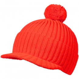 Knitted cap with a Peaky visor, red (carmine)