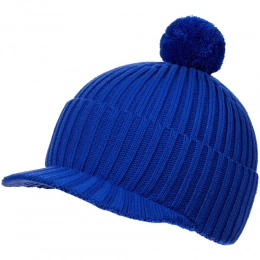 Knitted cap with a Peaky brim, blue (cornflower)