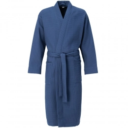 Waffle Kimono Robe, dark blue