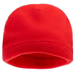 Fleecy red hat.