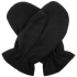 Fleecy black mittens.