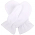 Fleecy white mittens.