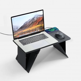 Folding laptop table with wireless charging Kickstand Table, grey.