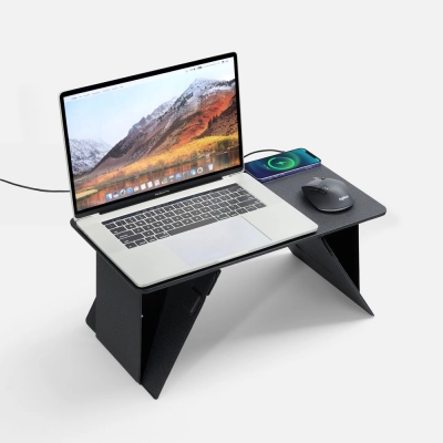 
                                                Folding laptop table with wireless charging Kickstand Table, grey.
                                                