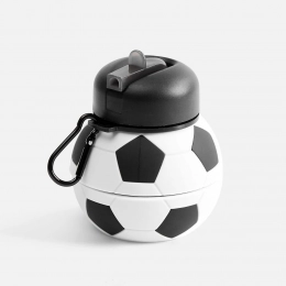 Folding water bottle Football Flex, white with black.