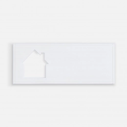 White PVC label with a cutout 