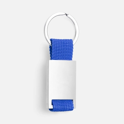 
                                                Blue Inlet keychain with fabric insert.
                                                