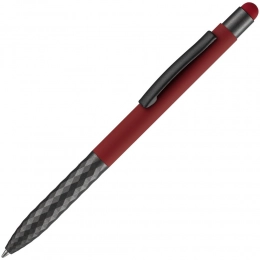 Ballpoint pen with stylus Digit Soft Touch, red