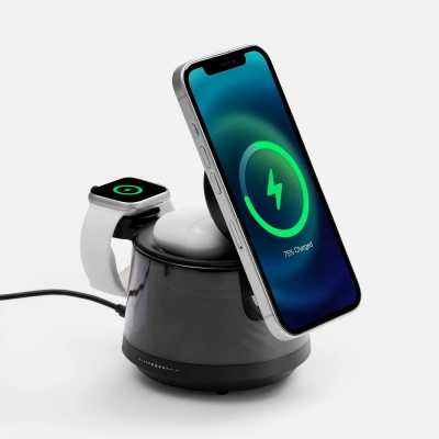 
                                                Bluetooth-колонка с подсветкой и беспроводной зарядкой Quantium, черная
                                                