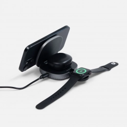 Foldable wireless charging station flowPad, grey.