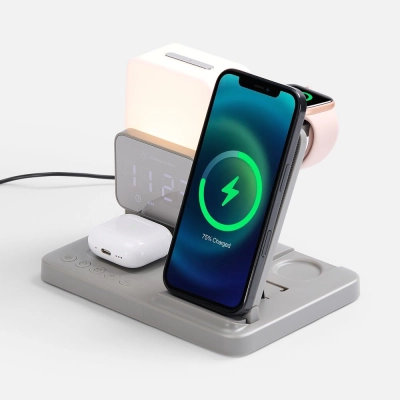 
                                                Charging station with electronic clock and backlight Large Charge ver.3, gray
                                                