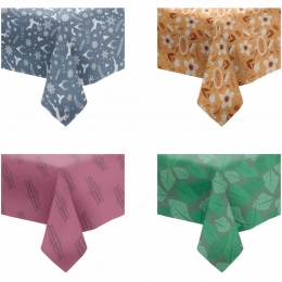 Custom tablecloth with full-color Irida print.