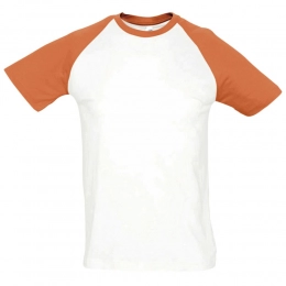 Men's two-tone Funky 150 T-shirt, white with orange