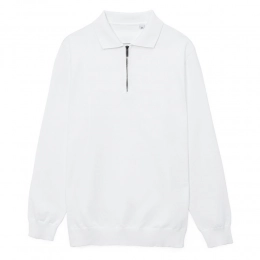 Men's long-sleeve Terrazzo white polo shirt.