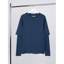 Oversized t-shirt with double sleeves Kosmos, dark blue.