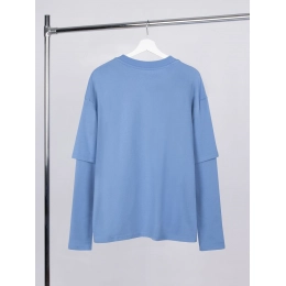 Oversized T-shirt with double sleeves Kosmos, blue.